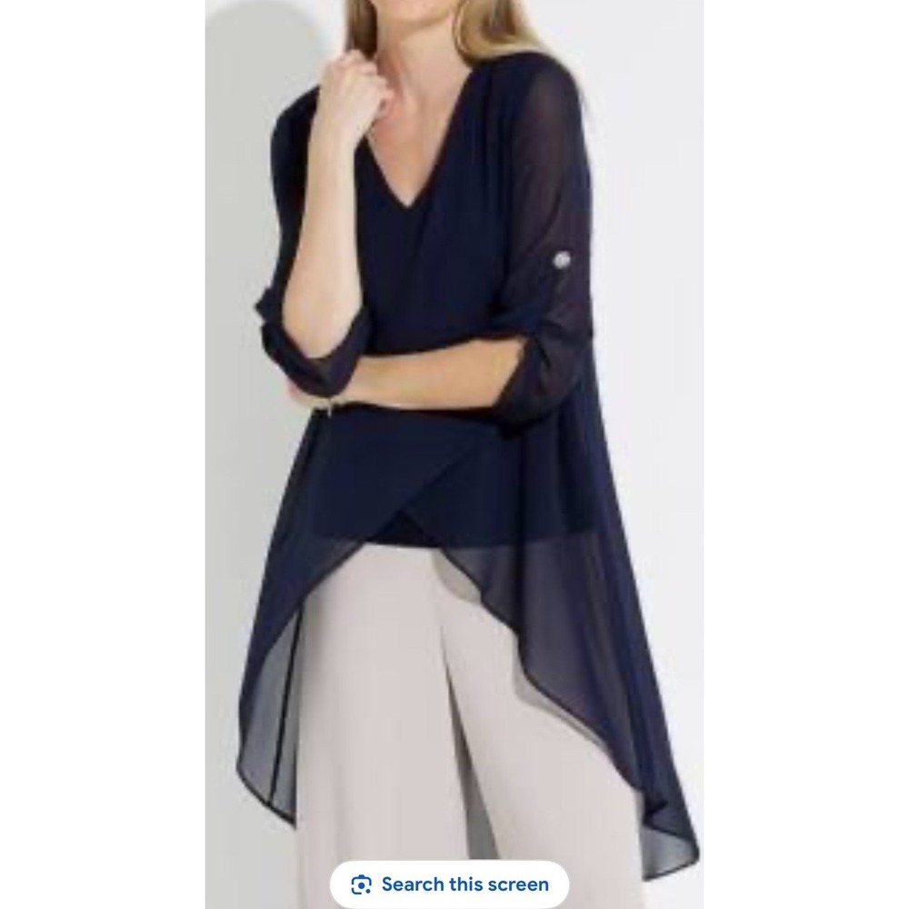 Joseph Ribkoff Navy Tunic Hi/low Coastal Whimsy Style 223740 Comfortable EUC Sz6
